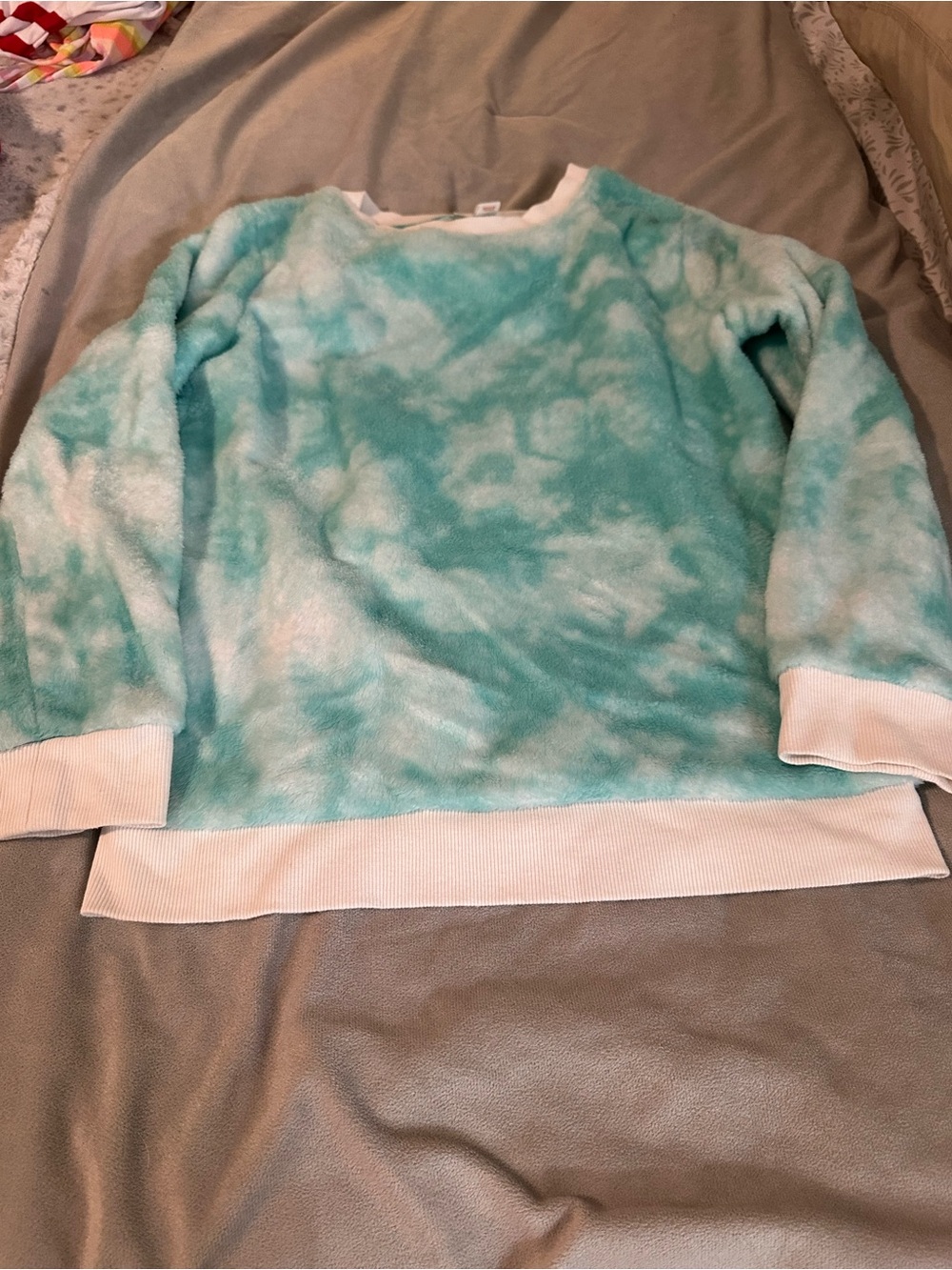 Cat & Jack Aqua and White Tie-Dye Crewneck Sweater
